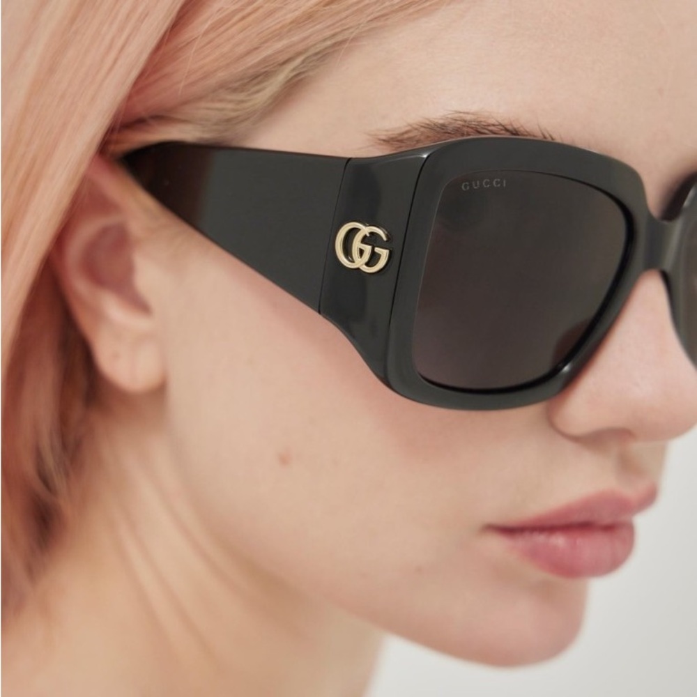 NEW GUCCI GG1402S 001 OVERSIZED WOMEN BLACK SUNGLASSES GUCCI - Picture 7 of 14